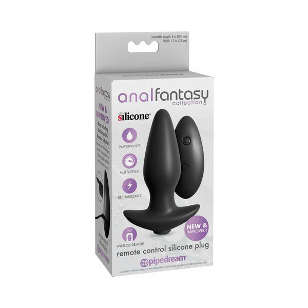 Anal Fantasy Collection Vibrating Remote Control Silicone Plug Black - TruLuv Novelties