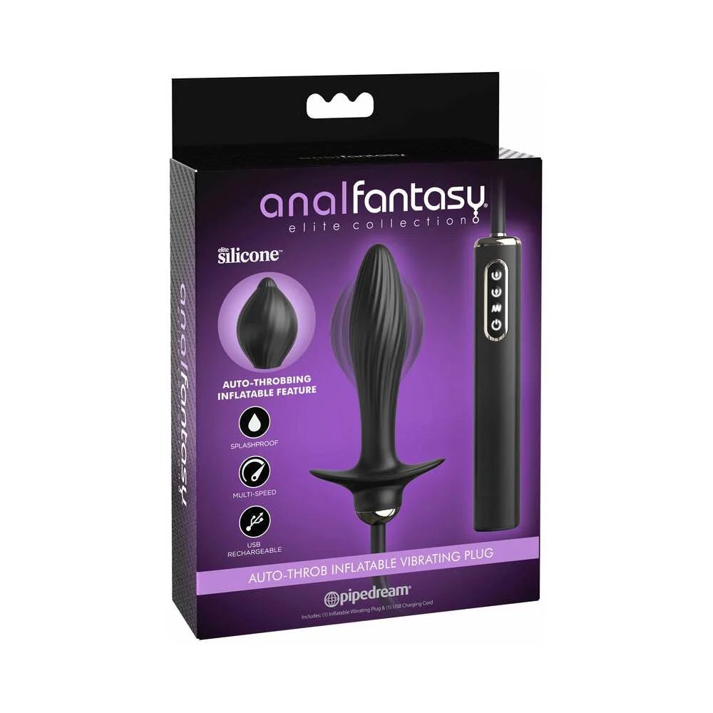 Anal Fantasy Elite Collection Auto - Throb Inflatable Vibrating Plug Black - TruLuv Novelties
