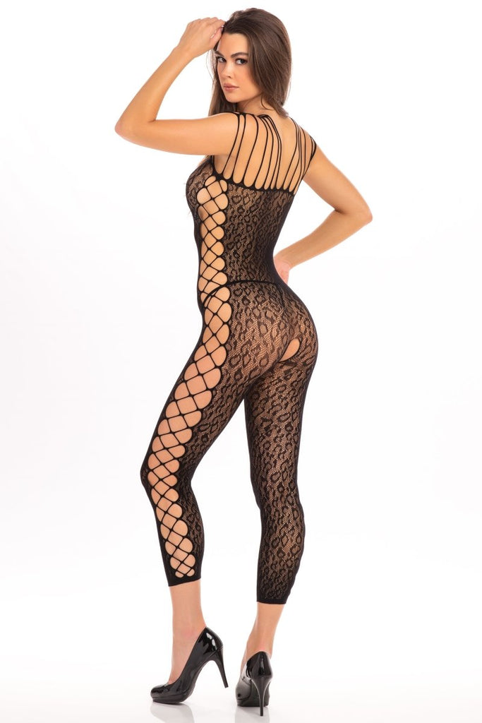 Animal Crotchless Bodystocking - One Size - Black - TruLuv Novelties