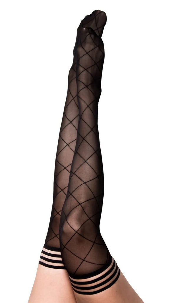 Anna - Diamond Thigh High - Size C - Black - TruLuv Novelties
