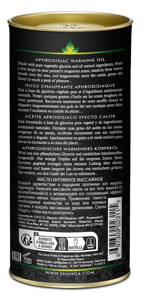 Aphrodisiac Organica Warming Oil - Exotic Green Tea - TruLuv Novelties