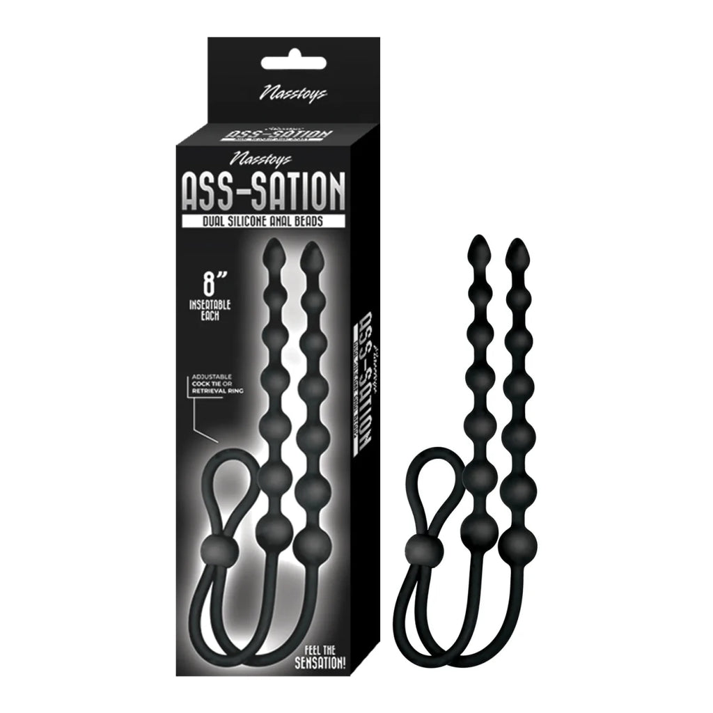 Ass - Sation Dual Silicone Anal Beads Black - TruLuv Novelties