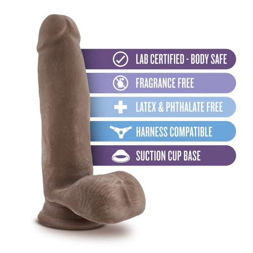 Au Naturel - 7 Inch Sensa Feel Dildo - Chocolate - TruLuv Novelties