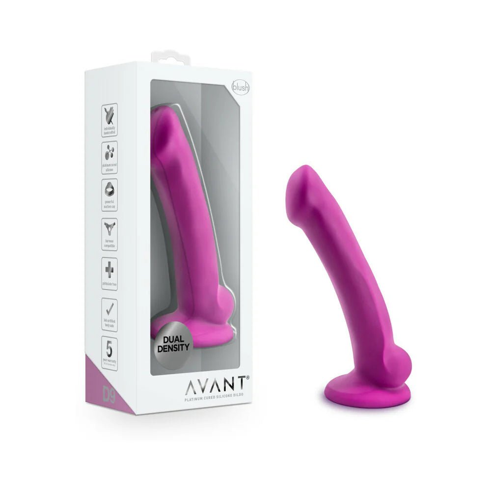 Avant D9 Ergo Mini 7 in. Dual Density Silicone Dildo Violet - TruLuv Novelties