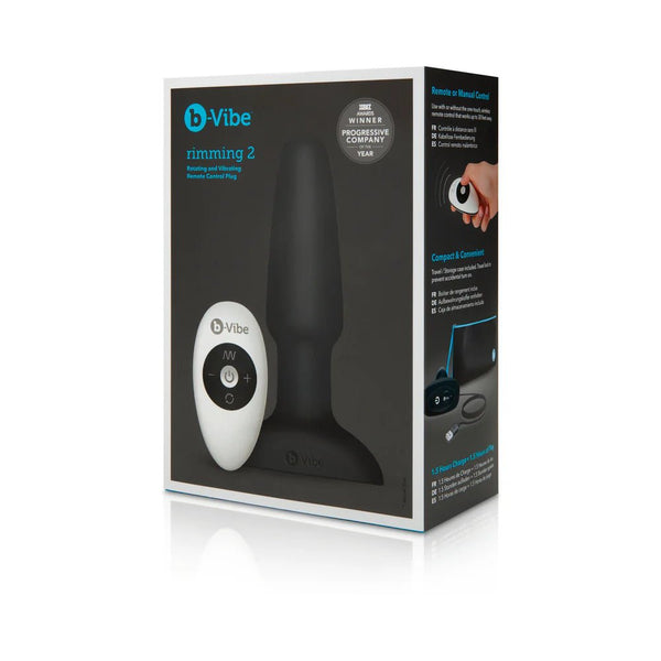b - Vibe Rimming 2 Rotating and Vibrating Remote Control Plug Black - TruLuv Novelties