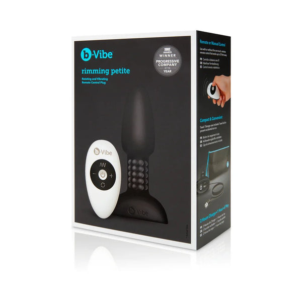 b - Vibe Rimming Petite Rotating and Vibrating Remote Control Plug Black - TruLuv Novelties