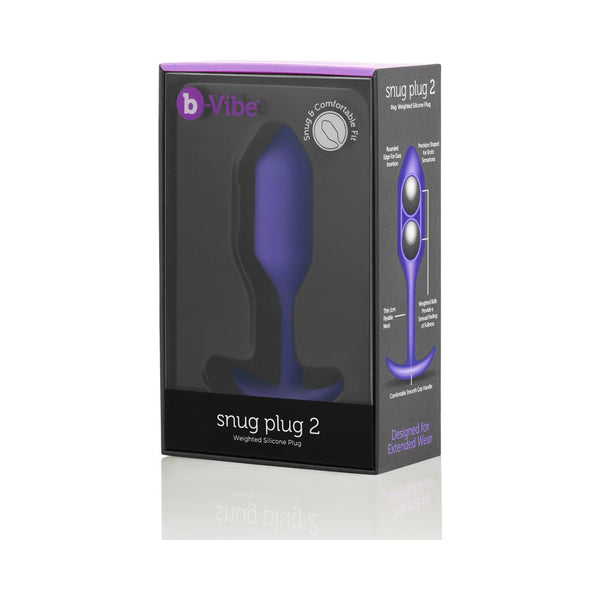 b-Vibe Snug Plug 2 Weighted Silicone Anal Plug Purple - TruLuv Novelties