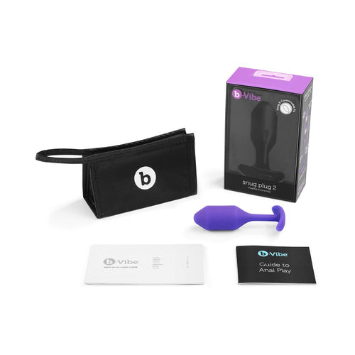b-Vibe Snug Plug 2 Weighted Silicone Anal Plug Purple - TruLuv Novelties