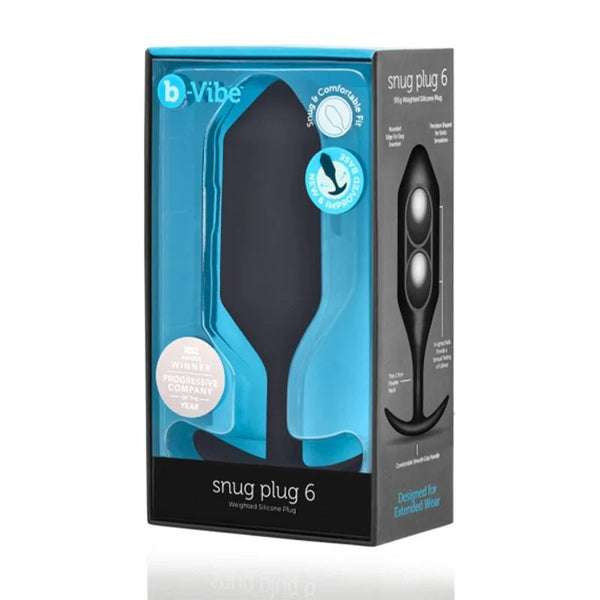 b - Vibe Snug Plug 6 Weighted Silicone Anal Plug Black - TruLuv Novelties
