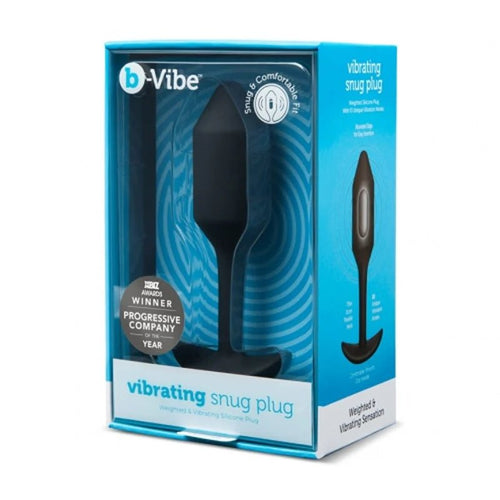 b - Vibe Vibrating Snug Plug 4 Rechargeable Weighted Silicone Anal Plug Black - TruLuv Novelties