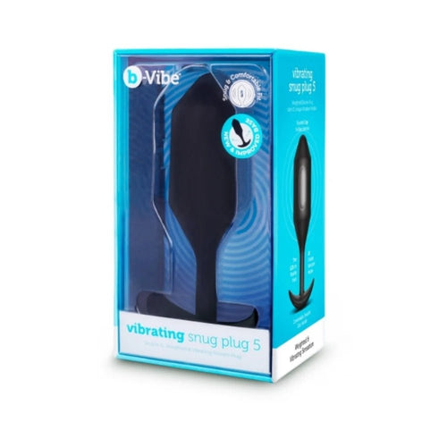 b - Vibe Vibrating Snug Plug 5 Rechargeable Weighted Silicone Anal Plug Black - TruLuv Novelties