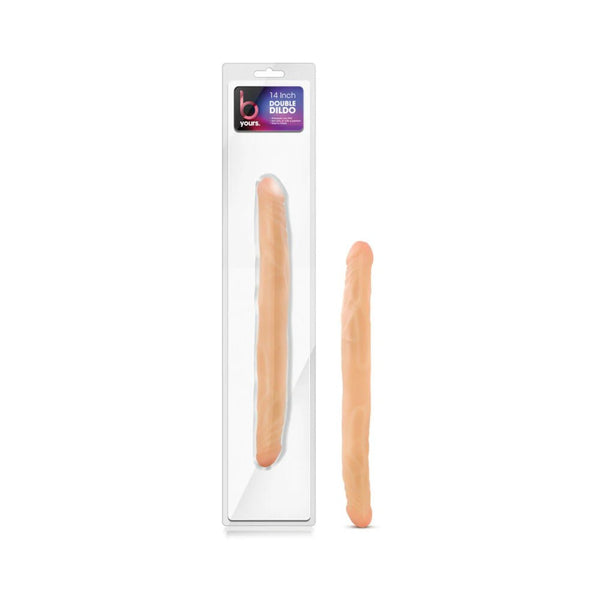 B Yours 14 in. Double Dildo Beige - TruLuv Novelties