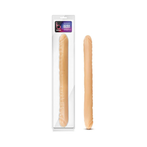 B Yours 18 in. Double Dildo Beige - TruLuv Novelties