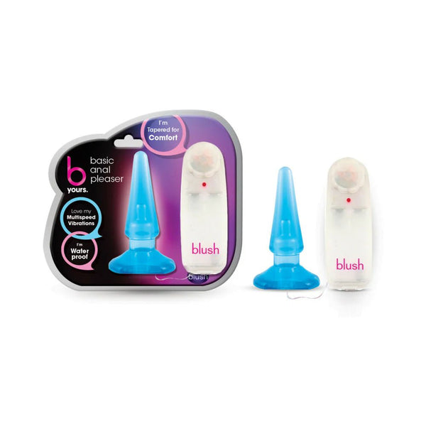 B Yours Basic Anal Pleaser Remote - Controlled Vibrating Anal Plug Blue - TruLuv Novelties