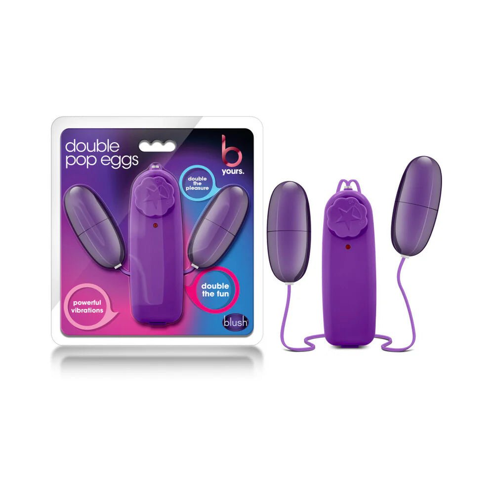 B Yours Double Pop Eggs Remote - Controlled Dual Bullet Vibrator Plum - TruLuv Novelties