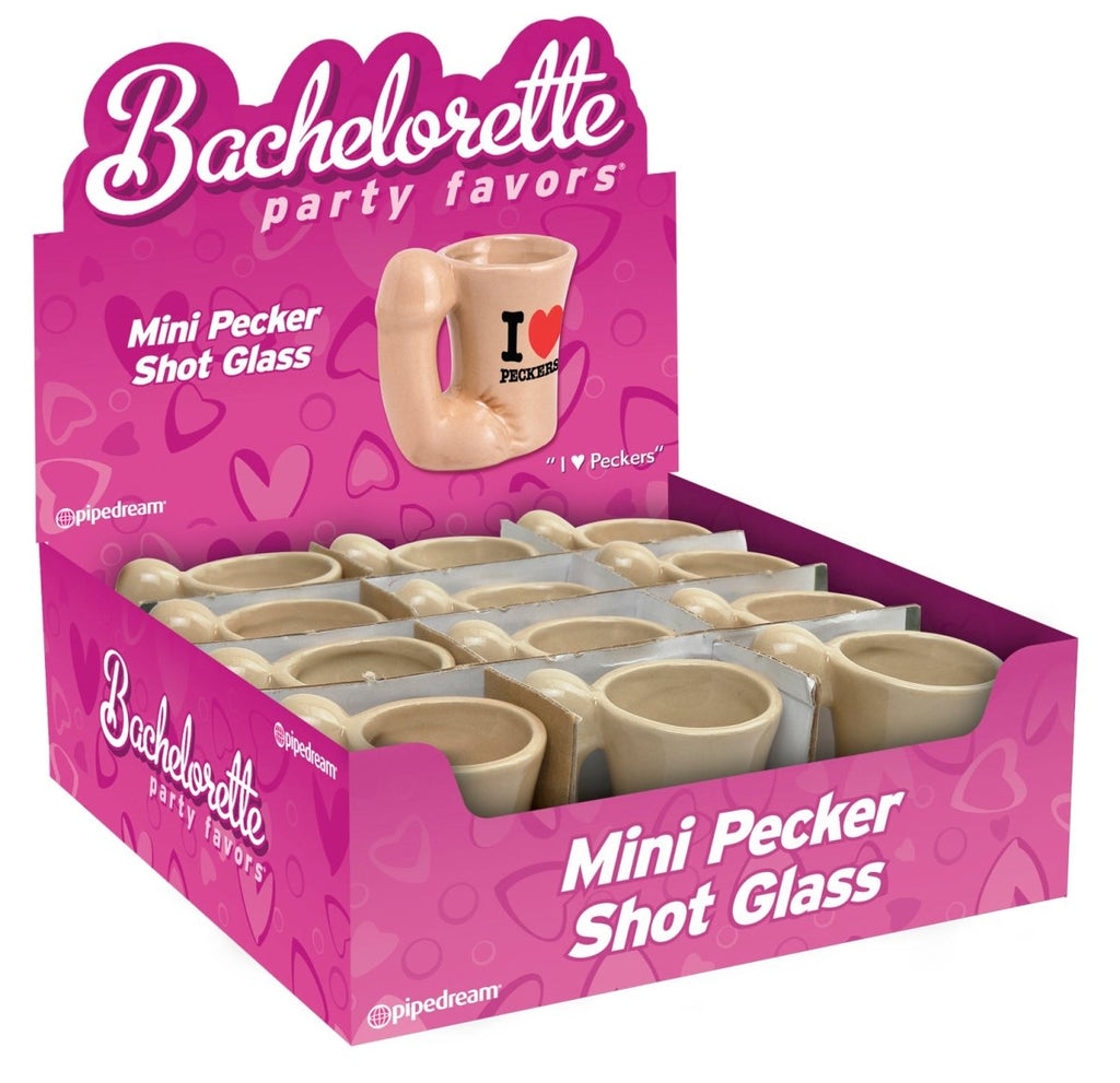 Bachelorette Party Favors - Mini Pecker Shot Glass Display - 12 Piece - TruLuv Novelties