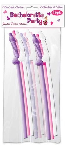 Bachelorette Party Jumbo Flexy Pecker Straws 10 Pack - TruLuv Novelties