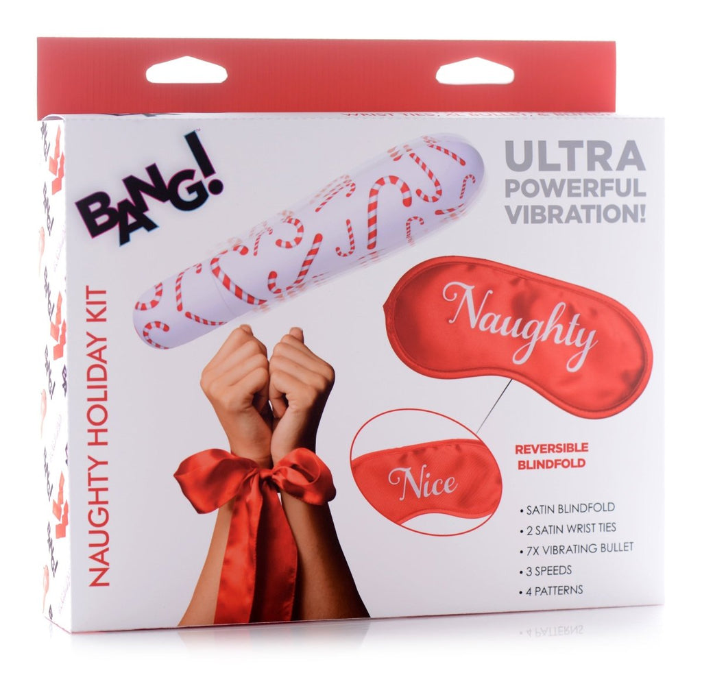 Bang - Naughty Holiday Kit - Wrist Ties XL Bullet and Blindfold - TruLuv Novelties