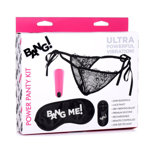 BANG! Power Panty Lace Panties, Bullet, & Blindfold Kit Pink - TruLuv Novelties