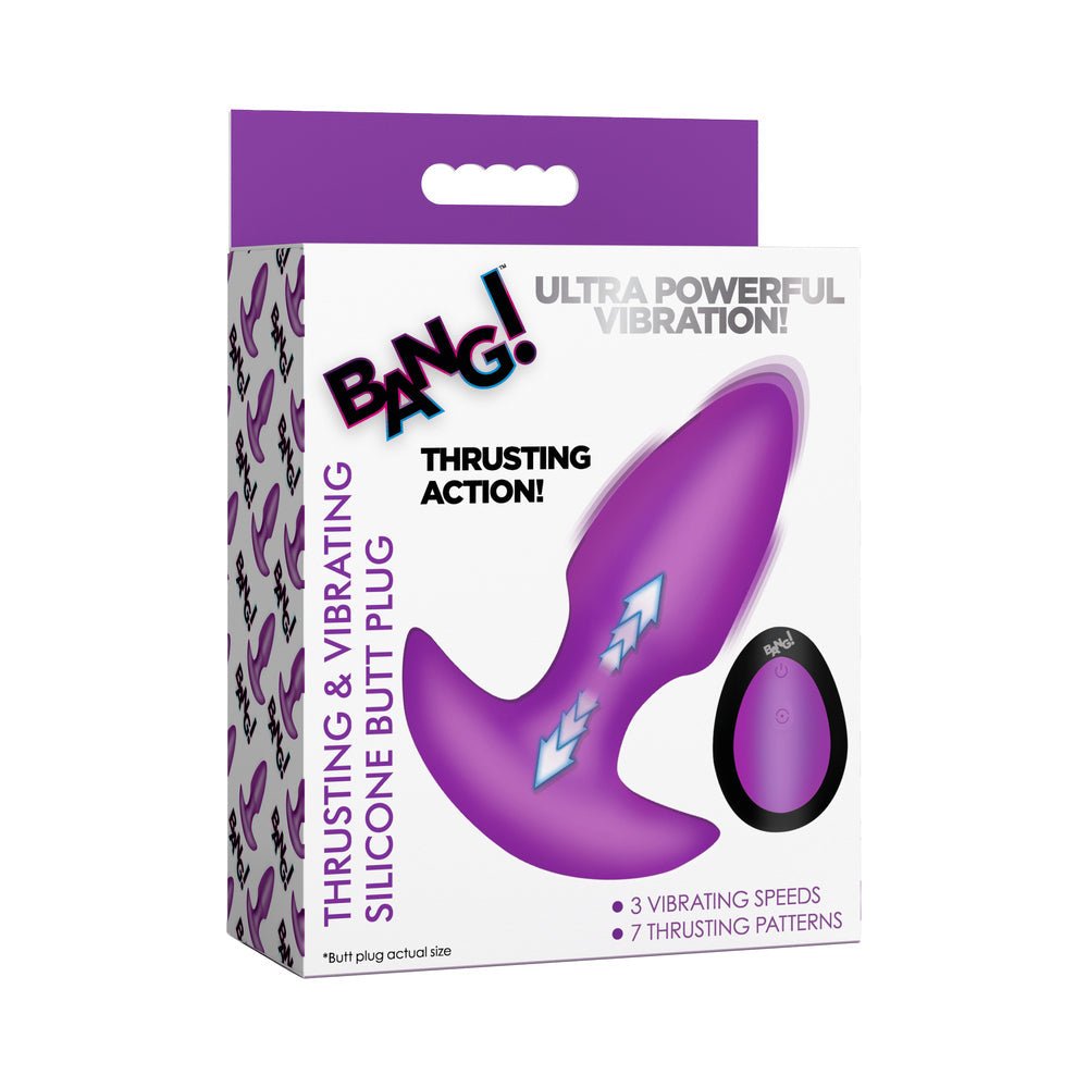 BANG! Thrusting & Vibrating Silicone Butt Plug Purple - TruLuv Novelties