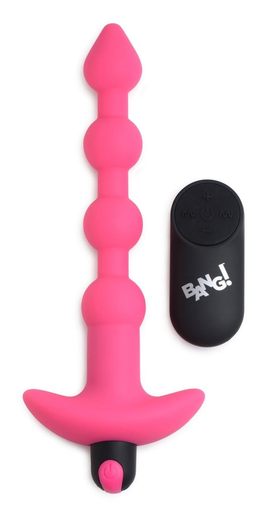 Bang - Vibrating Silicone Anal Beads and Remote Control - Pink - TruLuv Novelties
