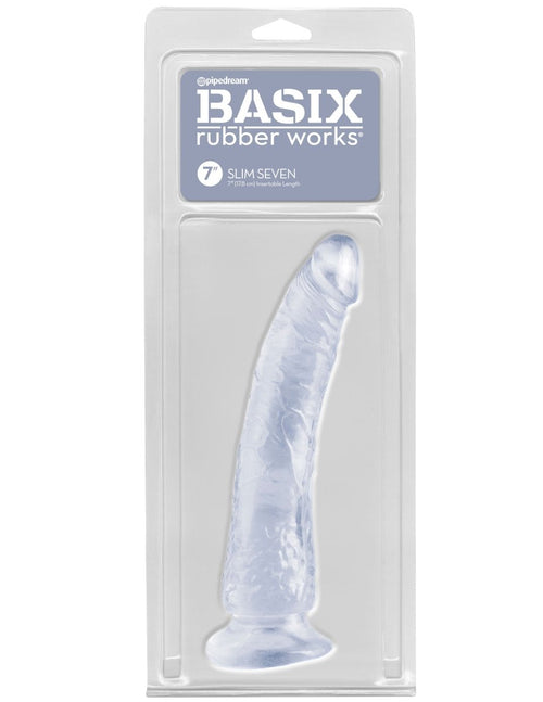Basix Rubber Works - Slim 7 Inch With Suction Cup - Clear - TruLuv Novelties
