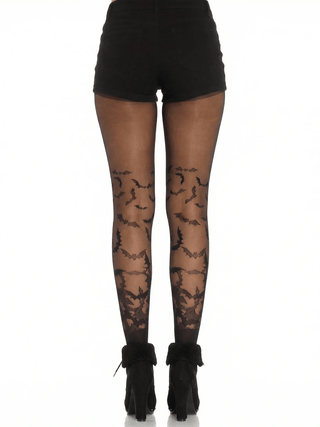 Bat Wing Sheer Tights Black Os