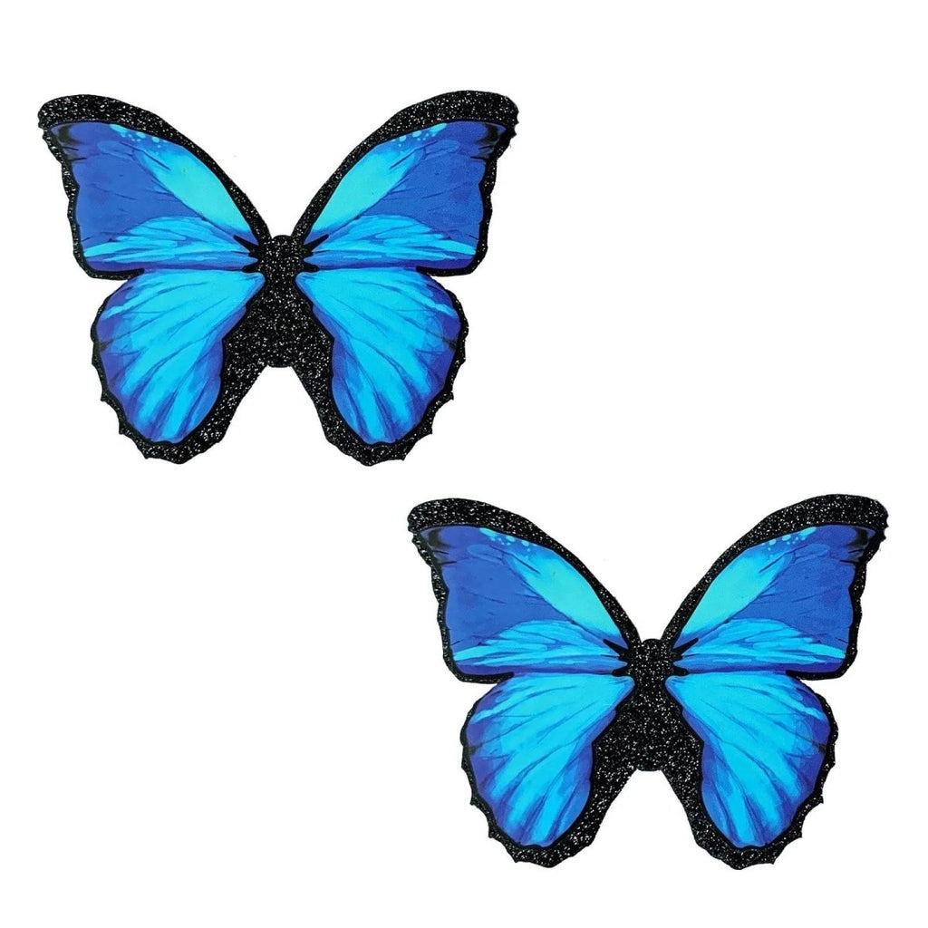 Beautiful Blue Black Glitter Butterfly Nipple Cover Pasties - TruLuv Novelties