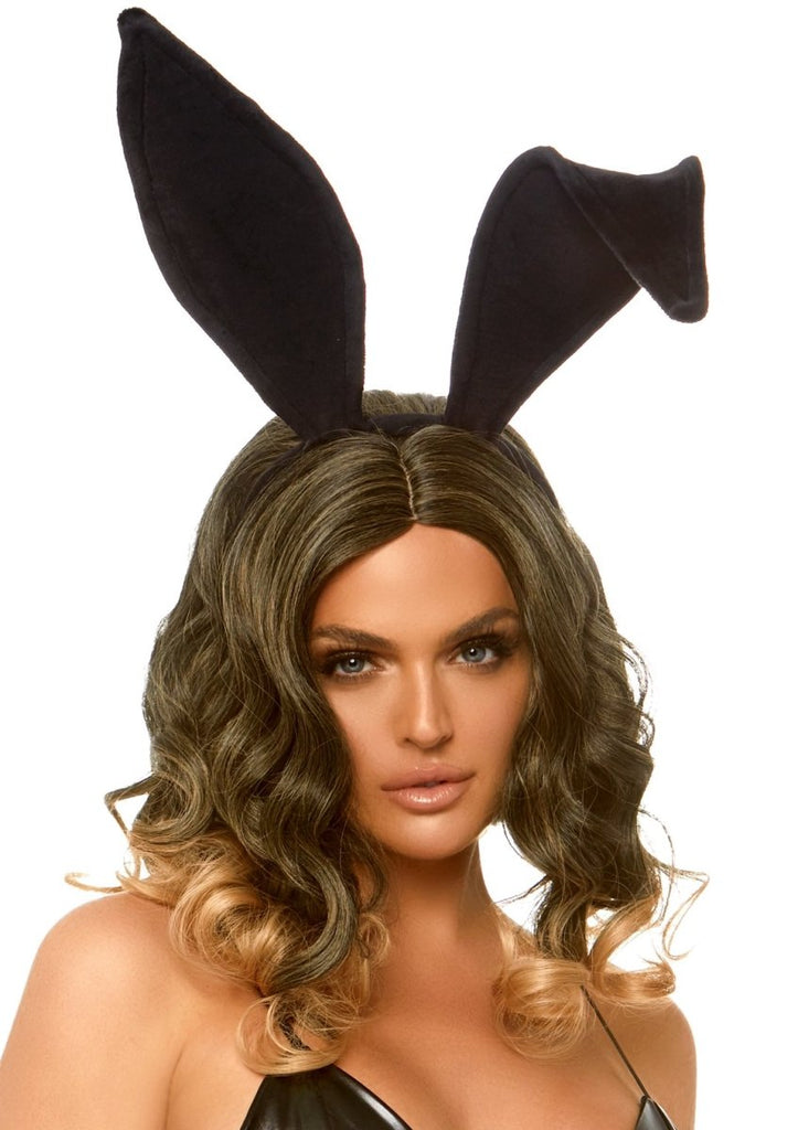Bendable Velvet Bunny Rabbit Ear Headband - Black - TruLuv Novelties