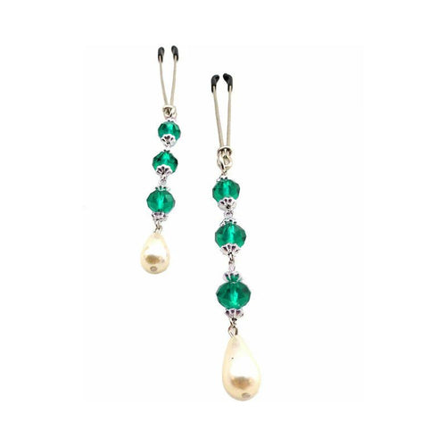 Bijoux de Nip Pearl Turquoise Beaded Nipple Clamps - TruLuv Novelties