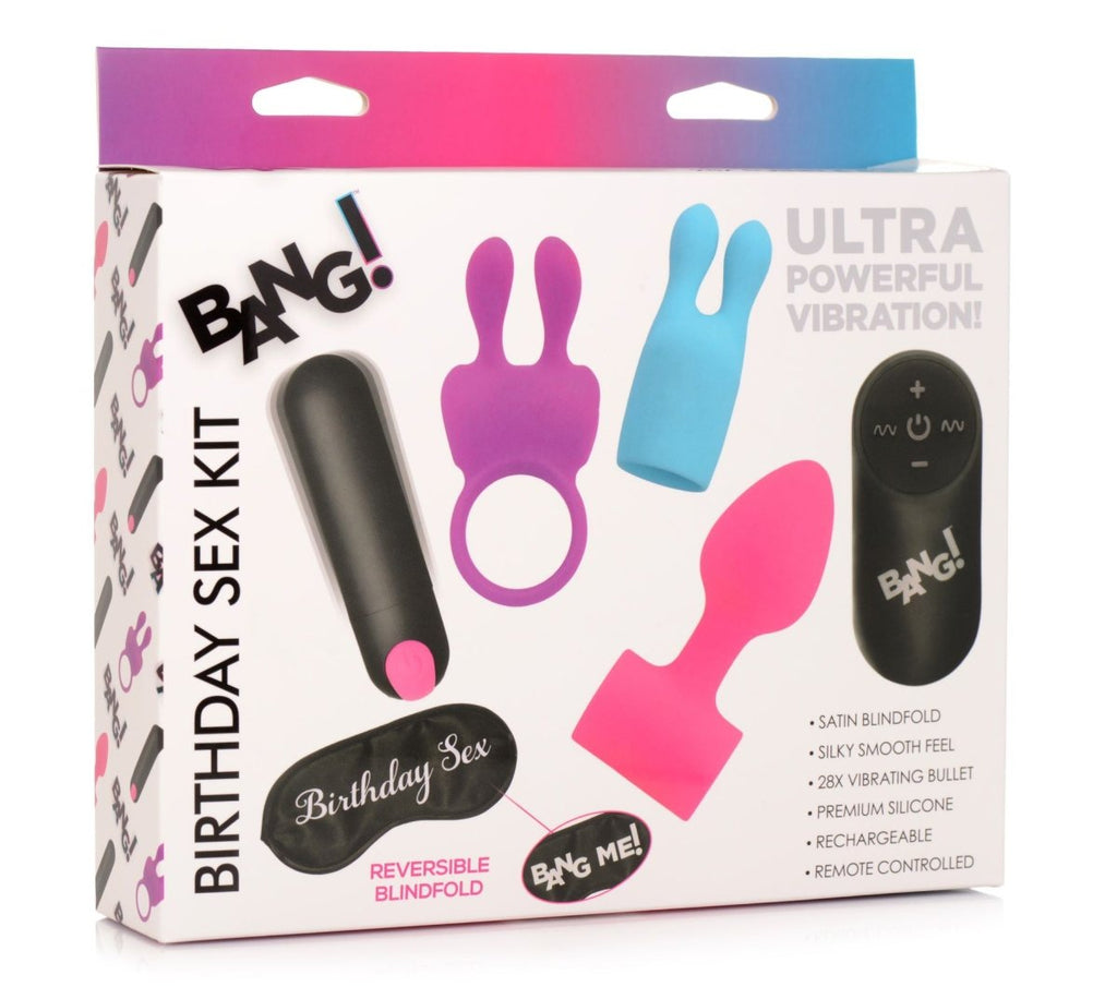 Birthday Sex Kit - C-Ring, Plug, C-Stim, Bullet and Blindfold - TruLuv Novelties