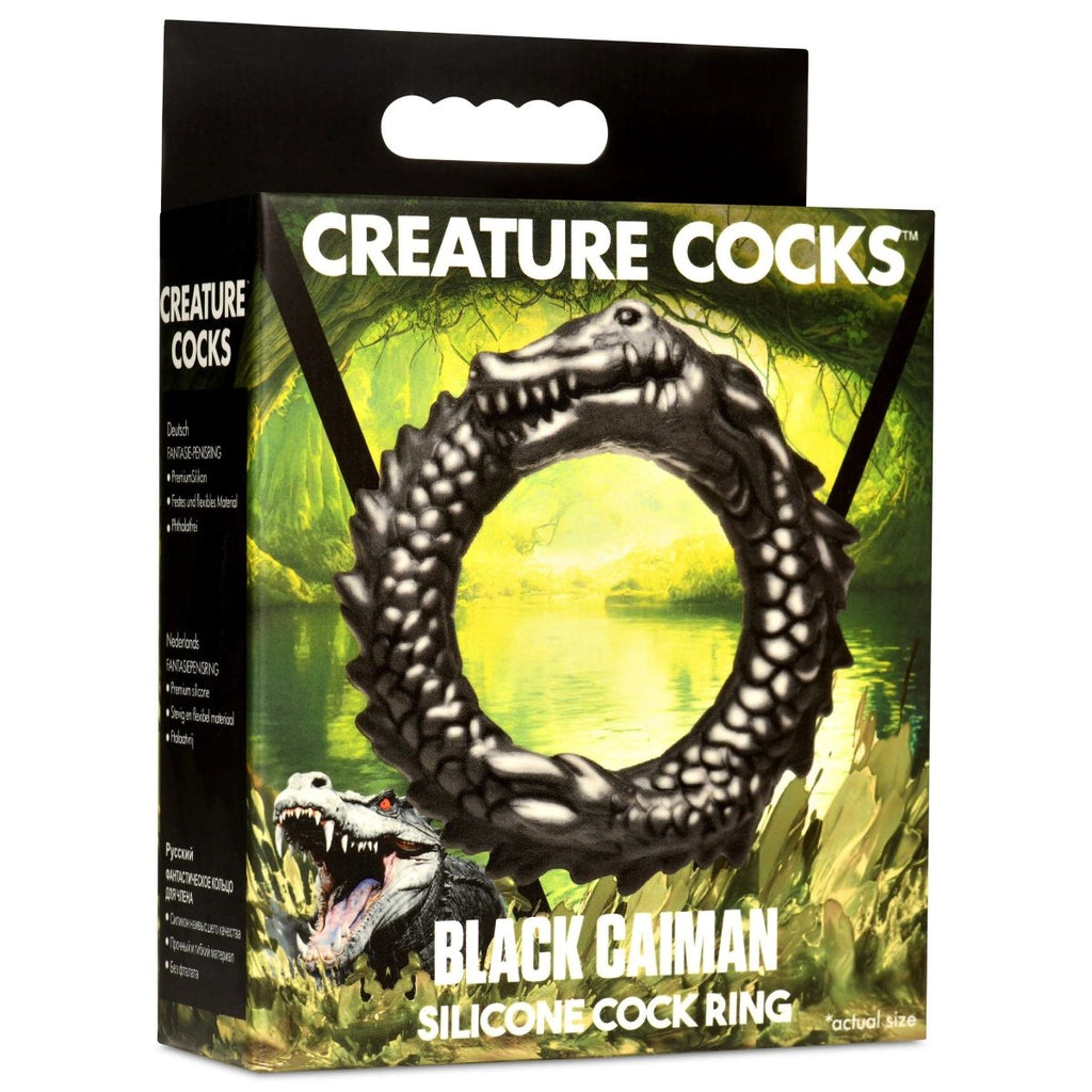 Black Caiman Silicone Cock Ring - Black - TruLuv Novelties