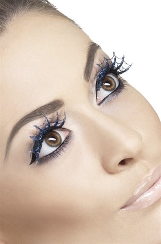 Blue Glitter Spiderweb Eyelashes - TruLuv Novelties