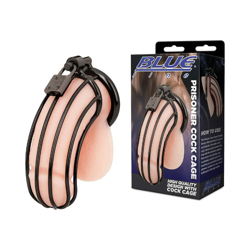 Blue Line Prisoner Cock Cage Black - TruLuv Novelties
