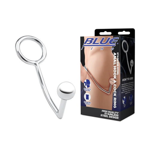 Blue Line Stainless Steel Anal Hook & Cock Ring - TruLuv Novelties