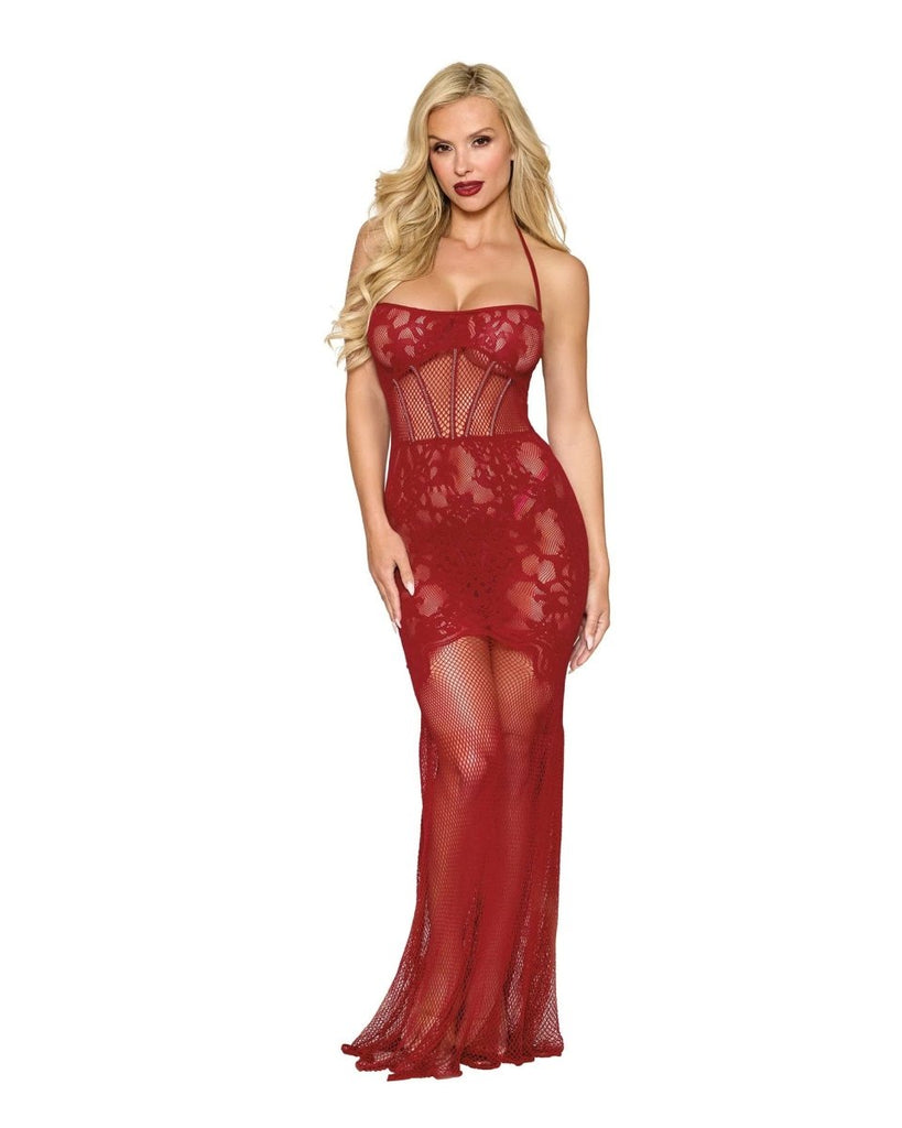 Bodystocking Gown Dmnd - One Size - Red - TruLuv Novelties