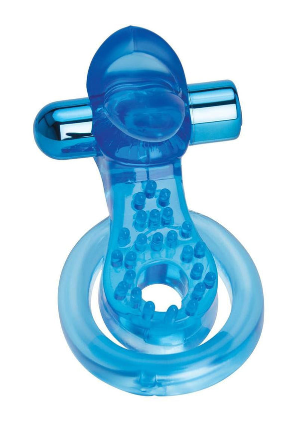 Bodywand Rechargeable Duo Ring With Clit Tickler - Blue - TruLuv Novelties