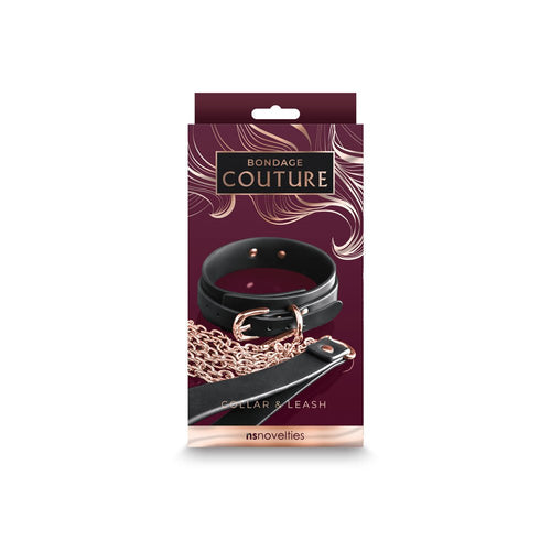 Bondage Couture Collar & Leash Black - TruLuv Novelties
