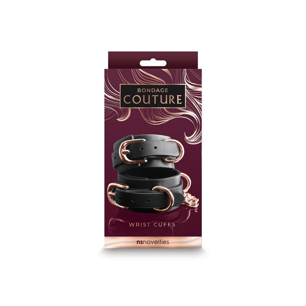 Bondage Couture Wrist Cuffs Black - TruLuv Novelties