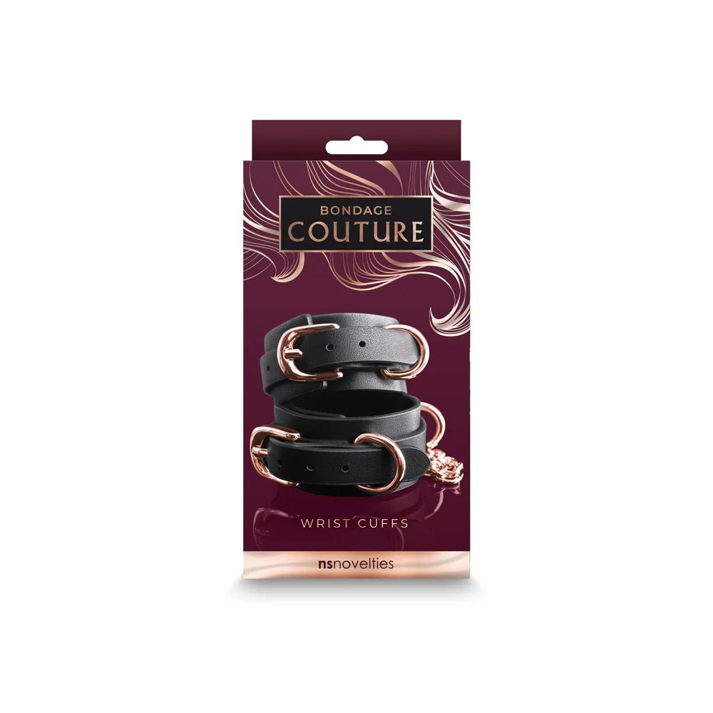 Bondage Couture Wrist Cuffs Black - TruLuv Novelties