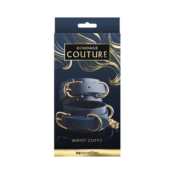 Bondage Couture Wrist Cuffs Blue - TruLuv Novelties