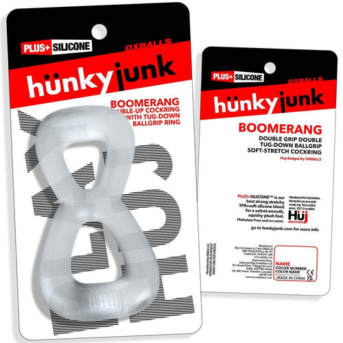 Boomerang Double-Ring Cockring & Nut-Tugger Clear Steam - TruLuv Novelties
