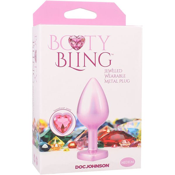 Booty Bling Metal Heart Plug - Medium - Pink - TruLuv Novelties