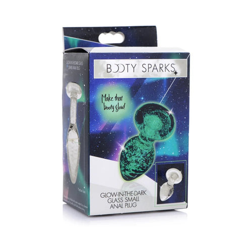 Booty Sparks Glow - in - the - Dark Glass Anal Plug Small - TruLuv Novelties