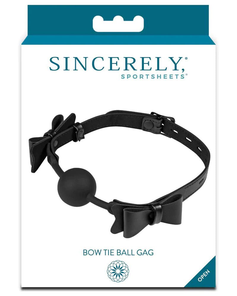 Bow Tie Ball Gag - Black - TruLuv Novelties