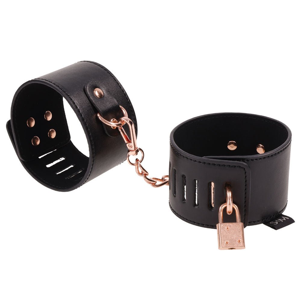 Brat Locking Cuffs - Black - TruLuv Novelties