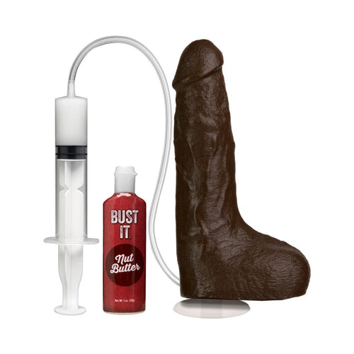Bust It Squirting Realistic Cock Black w/1oz Nut Butter - TruLuv Novelties