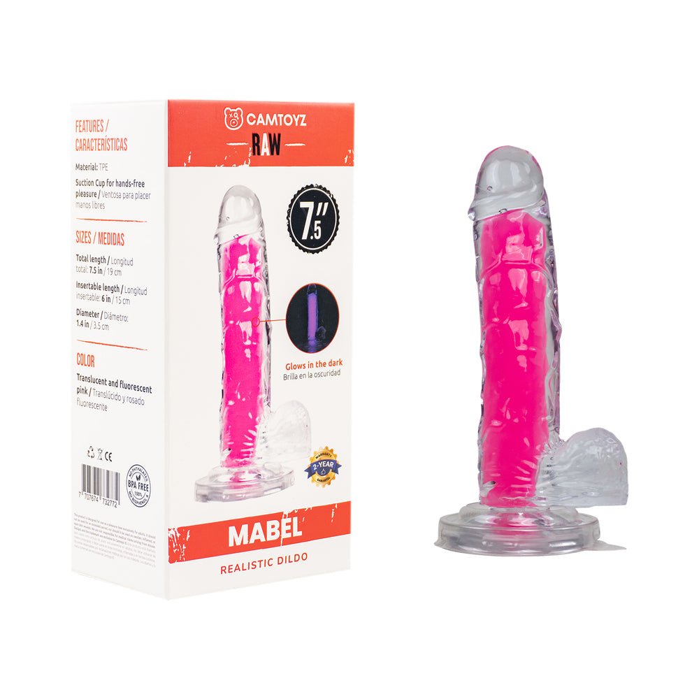 Camtoyz Raw Mabel Realistic 7.5 in. Glow-in-the-Dark Dildo - TruLuv Novelties