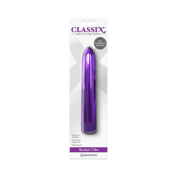 Classix Rocket Vibe 7 in. Slimline Vibrator Purple - TruLuv Novelties