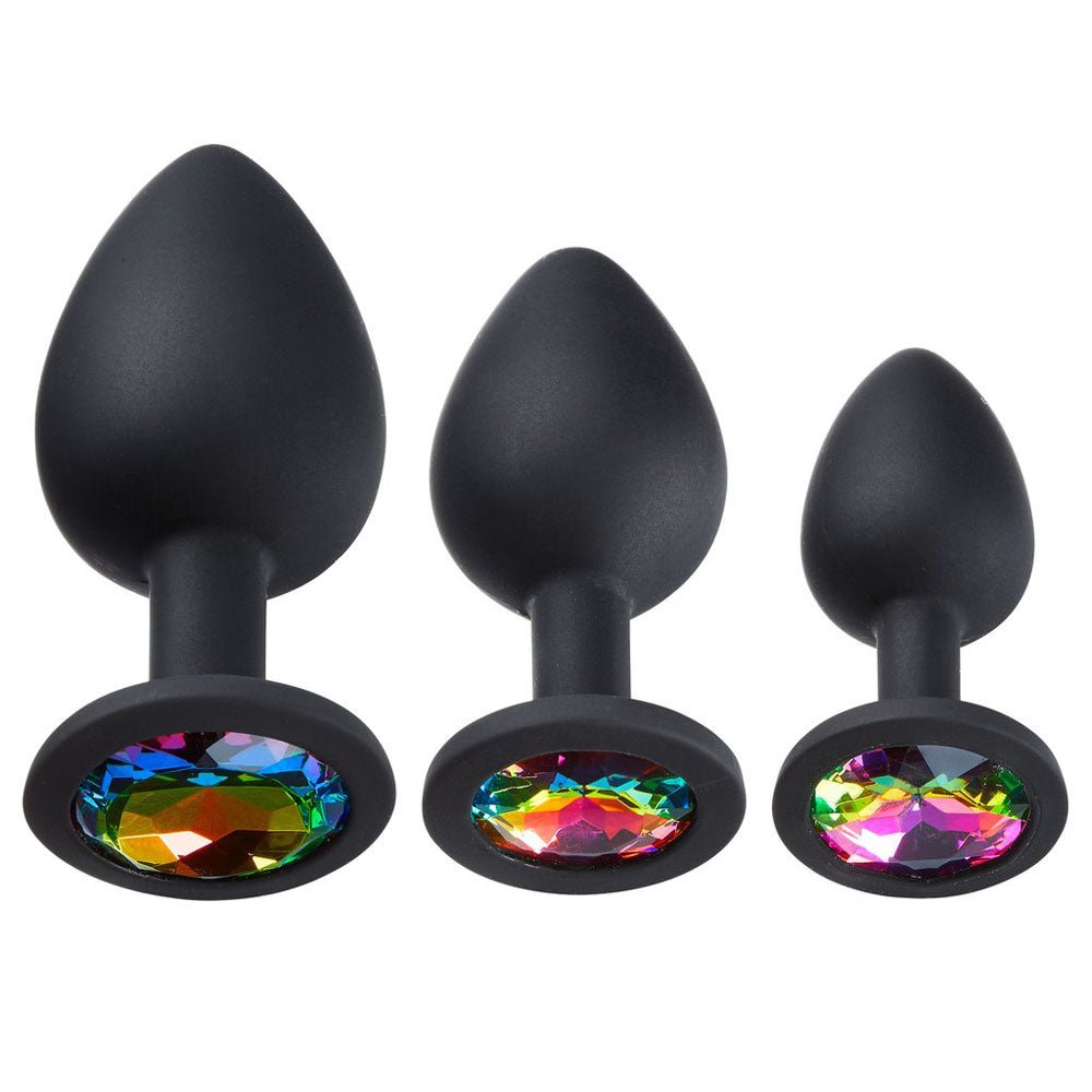 Cloud 9 Novelties Gems Silicone Anal Plug - Includes Small, Med & Large Size - TruLuv Novelties